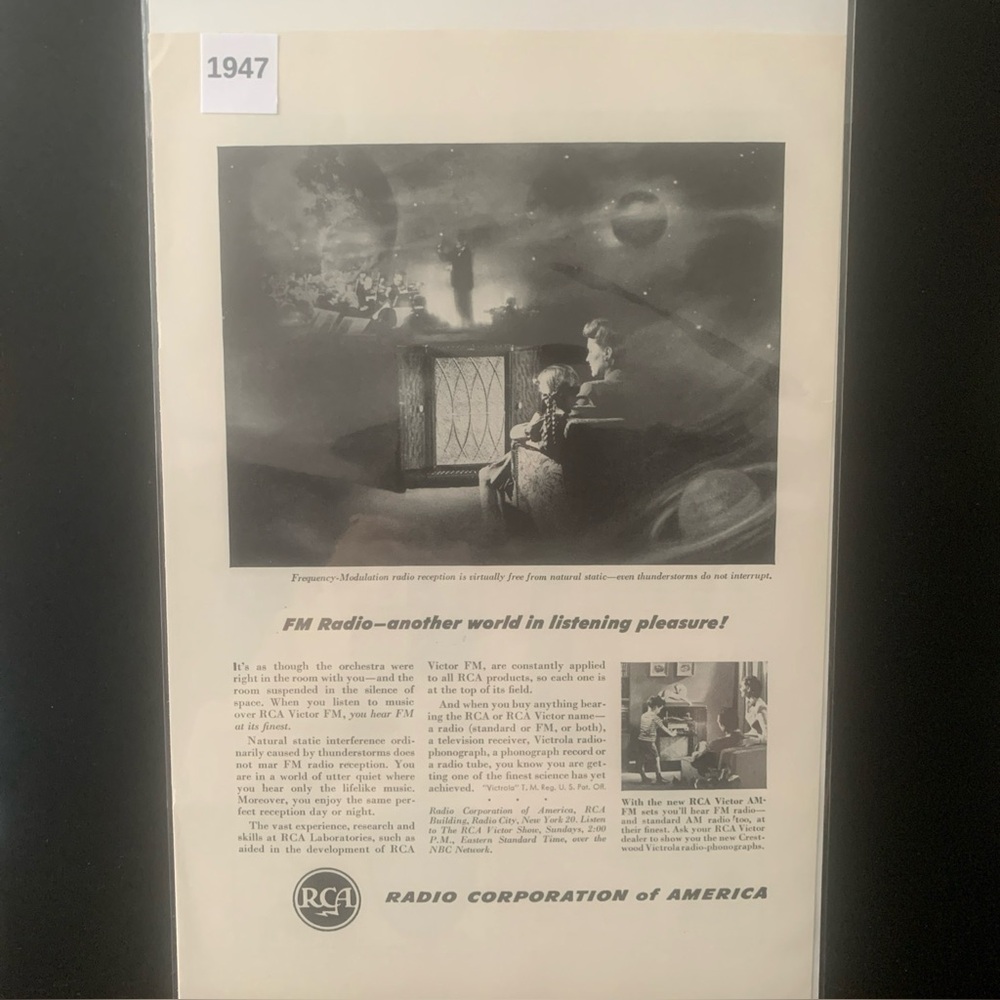 Vintage 1947 RCA FM Radio Another World in Listening Pleasure Ad Advertisement